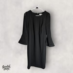 Calvin Klein Womens Black Dress Size 10 Long Sleeve 17x41 Elegant Fashion